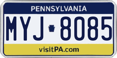 PA license plate MYJ8085