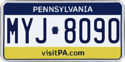 PA license plate MYJ8090