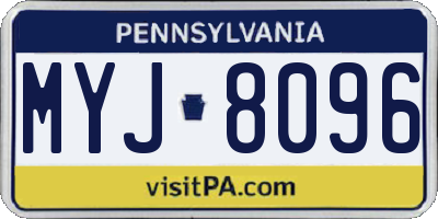 PA license plate MYJ8096
