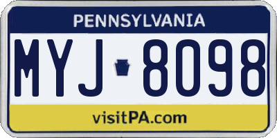 PA license plate MYJ8098
