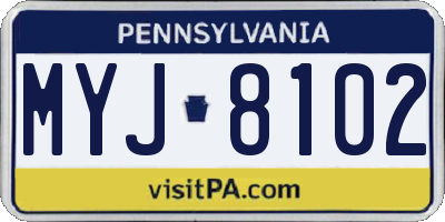 PA license plate MYJ8102