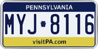 PA license plate MYJ8116