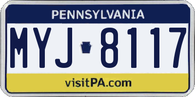 PA license plate MYJ8117