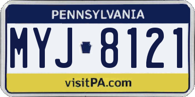 PA license plate MYJ8121