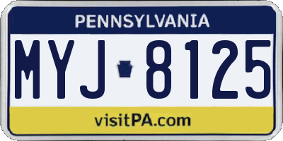 PA license plate MYJ8125