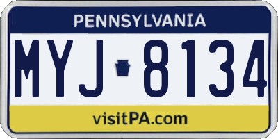 PA license plate MYJ8134