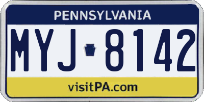 PA license plate MYJ8142