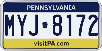PA license plate MYJ8172