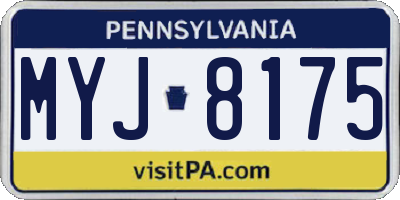PA license plate MYJ8175