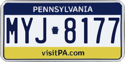 PA license plate MYJ8177