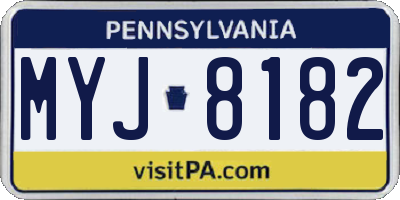 PA license plate MYJ8182