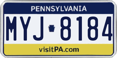 PA license plate MYJ8184