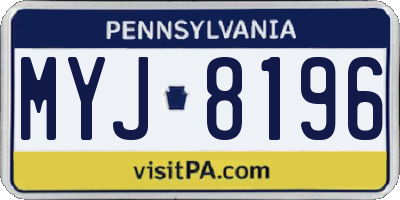 PA license plate MYJ8196