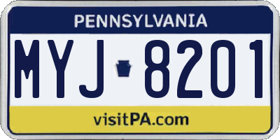 PA license plate MYJ8201