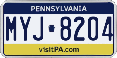 PA license plate MYJ8204