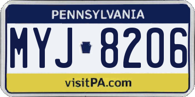 PA license plate MYJ8206