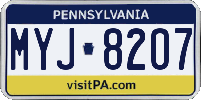PA license plate MYJ8207