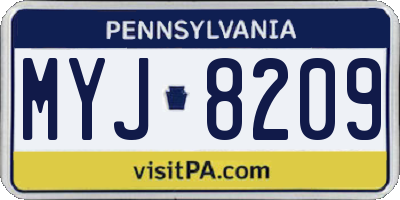PA license plate MYJ8209
