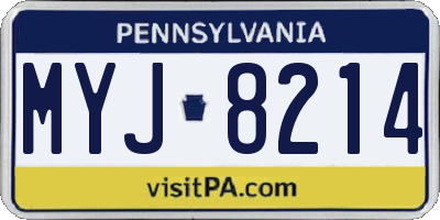 PA license plate MYJ8214