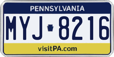 PA license plate MYJ8216