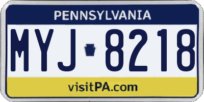 PA license plate MYJ8218