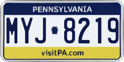 PA license plate MYJ8219