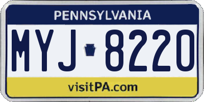 PA license plate MYJ8220