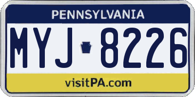 PA license plate MYJ8226