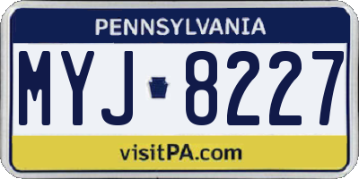 PA license plate MYJ8227