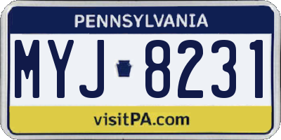 PA license plate MYJ8231