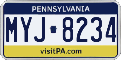 PA license plate MYJ8234