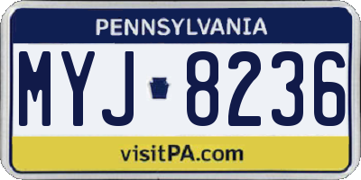 PA license plate MYJ8236