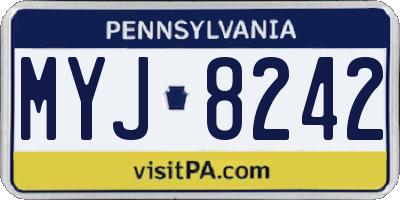 PA license plate MYJ8242