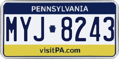 PA license plate MYJ8243