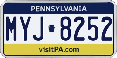 PA license plate MYJ8252