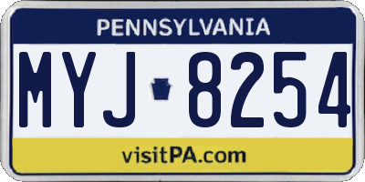 PA license plate MYJ8254