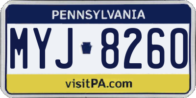 PA license plate MYJ8260