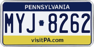 PA license plate MYJ8262