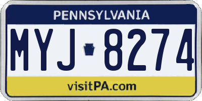 PA license plate MYJ8274