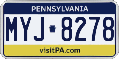 PA license plate MYJ8278