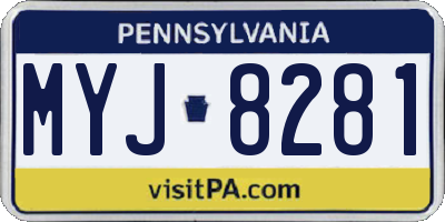 PA license plate MYJ8281