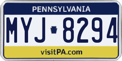 PA license plate MYJ8294
