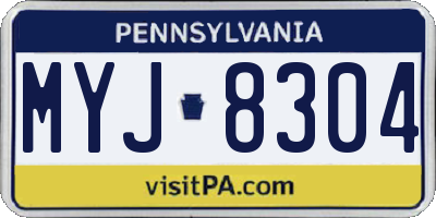 PA license plate MYJ8304