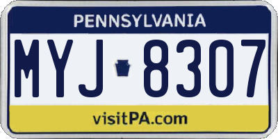 PA license plate MYJ8307