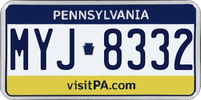 PA license plate MYJ8332