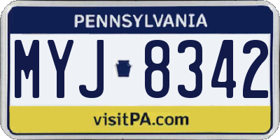 PA license plate MYJ8342