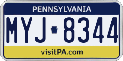 PA license plate MYJ8344