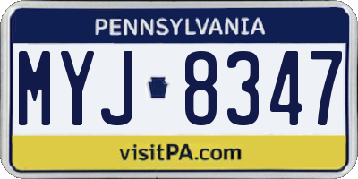 PA license plate MYJ8347