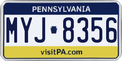 PA license plate MYJ8356