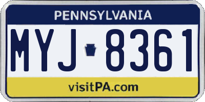 PA license plate MYJ8361
